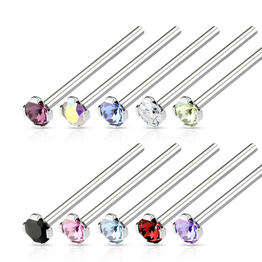 Surgical Steel Nostril Fishtail with 2mm Prong Set CZ