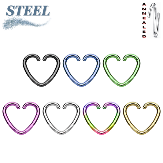 Surgical Steel Annealed Heart Rings (CLEARANCE)