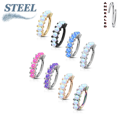 Surgical Steel Annealed 7 Opal Lined 8mm Ring (CLEARANCE)