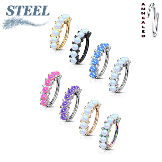 Surgical Steel Annealed 7 Opal Lined 8mm Ring (CLEARANCE)