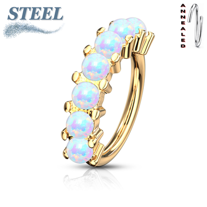 Surgical Steel Annealed 7 Opal Lined 8mm Ring (CLEARANCE)