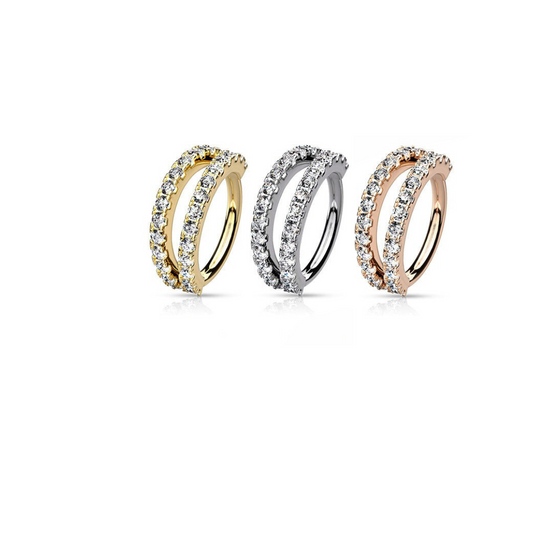 Annealed Double Separated Surgical Steel CZ Ring