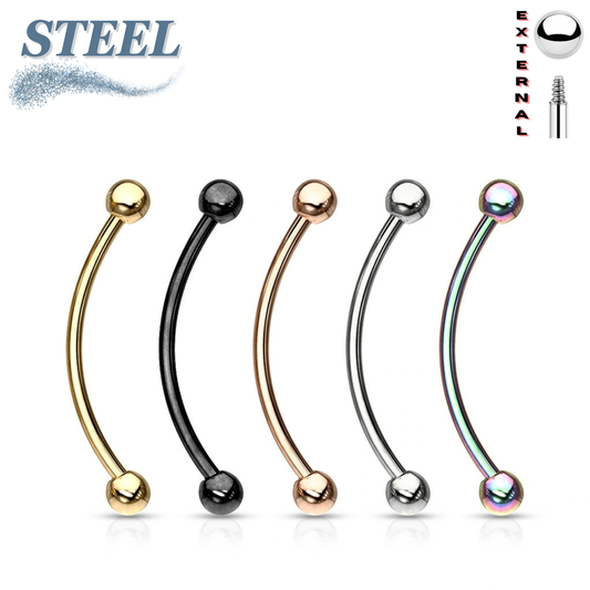 Surgical Steel Externally Threaded Curved Barbells (PVD Plated)