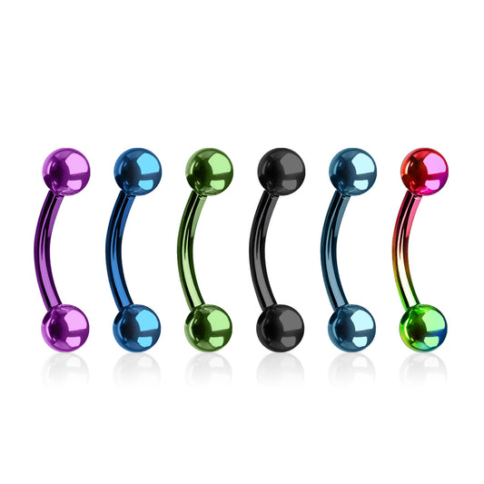 Colored Surgical Steel External Thread Curved Barbells