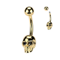 Surgical Steel Externally Threaded Belly Banana Skull w/ Gem Eyes