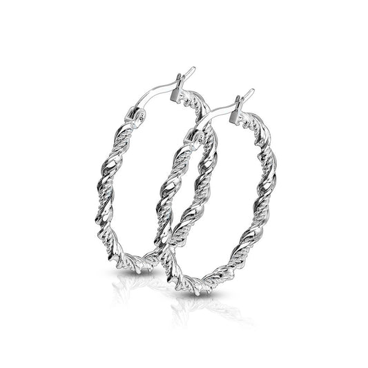 Surgical Steel Braided Twisted Hoop Earrings (CLEARANCE)