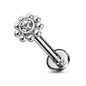 Surgical Steel Internally Threaded Labret Micro Cluster CZ Flower