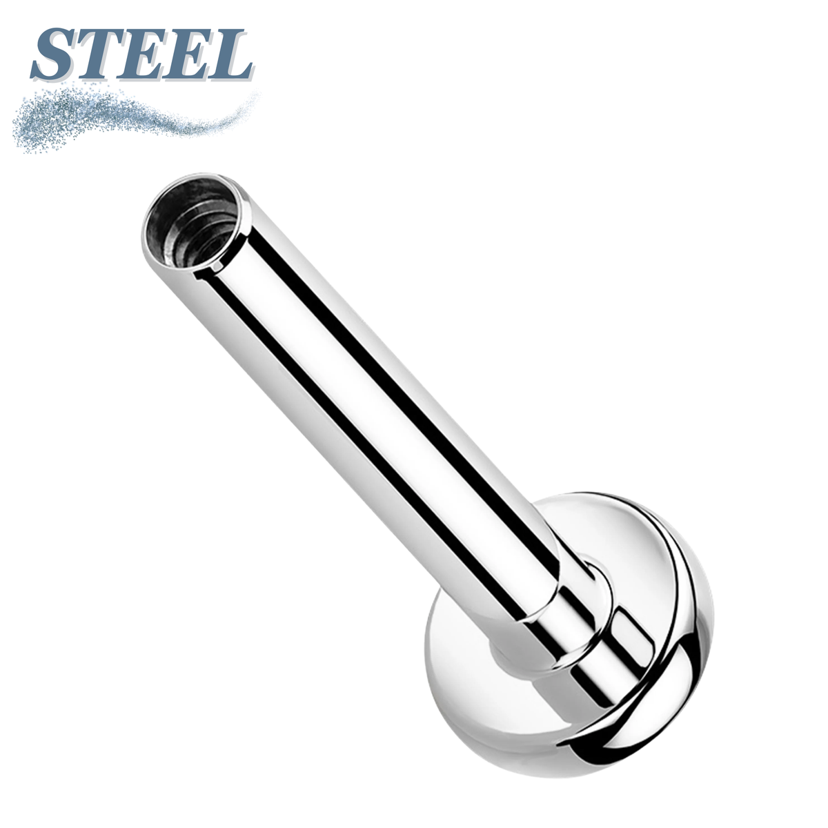 Surgical Steel Internally Threaded Flat Back Labret (Post Only) 4mm Base