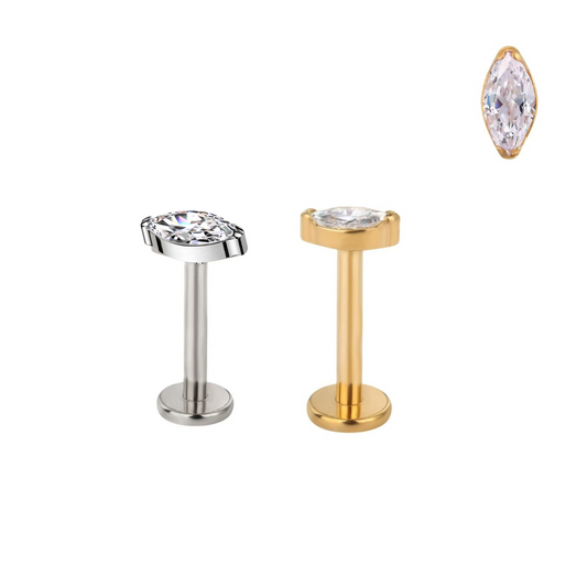 Surgical Steel Internally Threaded Single Marquise Labret