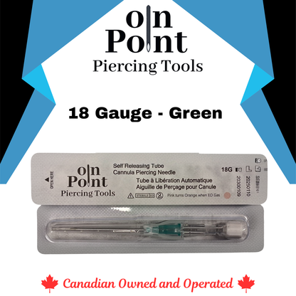 On Point Self Releasing Pre-Sterilized Cannula Piercing Needle 18G-14G - Single Needle (Also sold by box of 50)