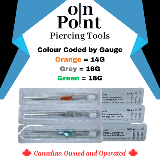 On Point Self Releasing Pre-Sterilized Cannula Piercing Needle 18G-14G - Single Needle (Also sold by box of 50)