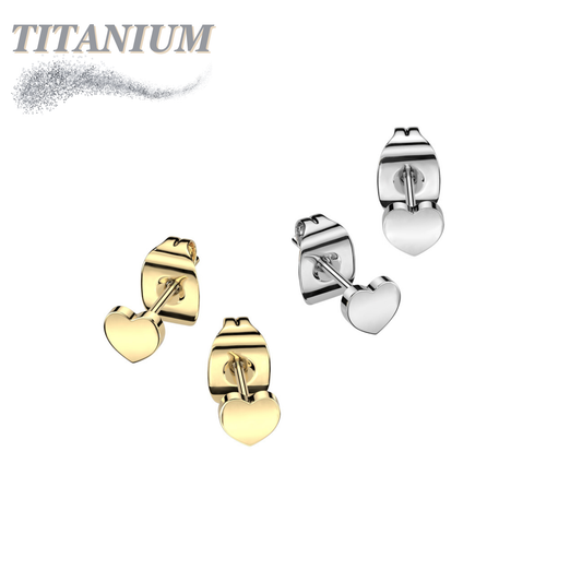 All Titanium Heart Top Earrings with Titanium Backs