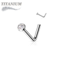 Titanium L Bend Nostril Stud with Press Fit Gem