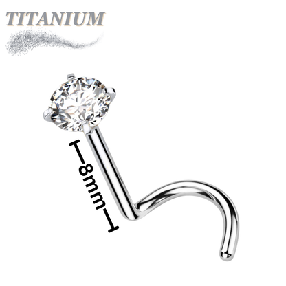 Titanium Corkscrew Nostril Prong Set - Piercing 8mm Length