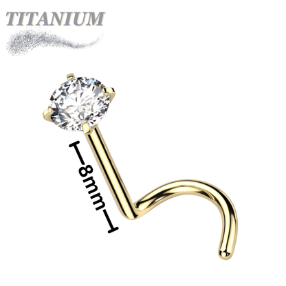 Titanium Corkscrew Nostril Prong Set - Piercing 8mm Length