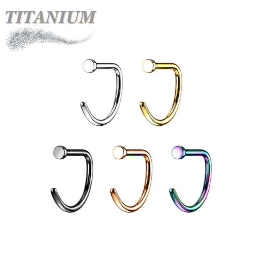 Titanium D Shape Flat Top Nostril Hoop
