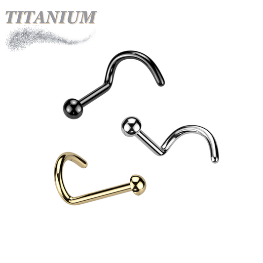Titanium Nostril Corkscrew with 2mm Round Dome
