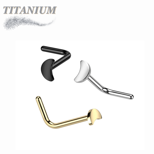 Titanium L Bend Nostril with 3mm Flat Moon