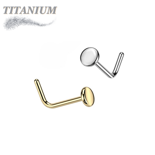 Titanium L Bend Nostril with 2mm Flat Disc Top