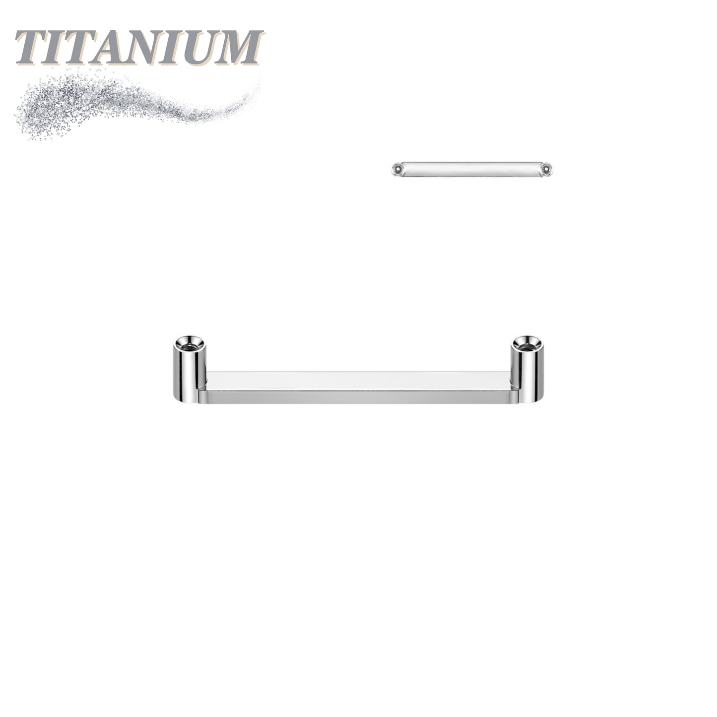 Titanium Internally Threaded Flat Surface Bar (2.5mm Rise)