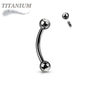 Titanium Externally Threaded Curved Barbell with Press Fit CZ Ball Ends - Coloured