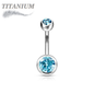 Titanium Externally Threaded Double Gem Belly Banana