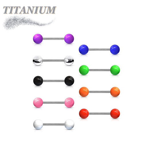 Titanium Nipple/Tongue Barbell with Acrylic Balls