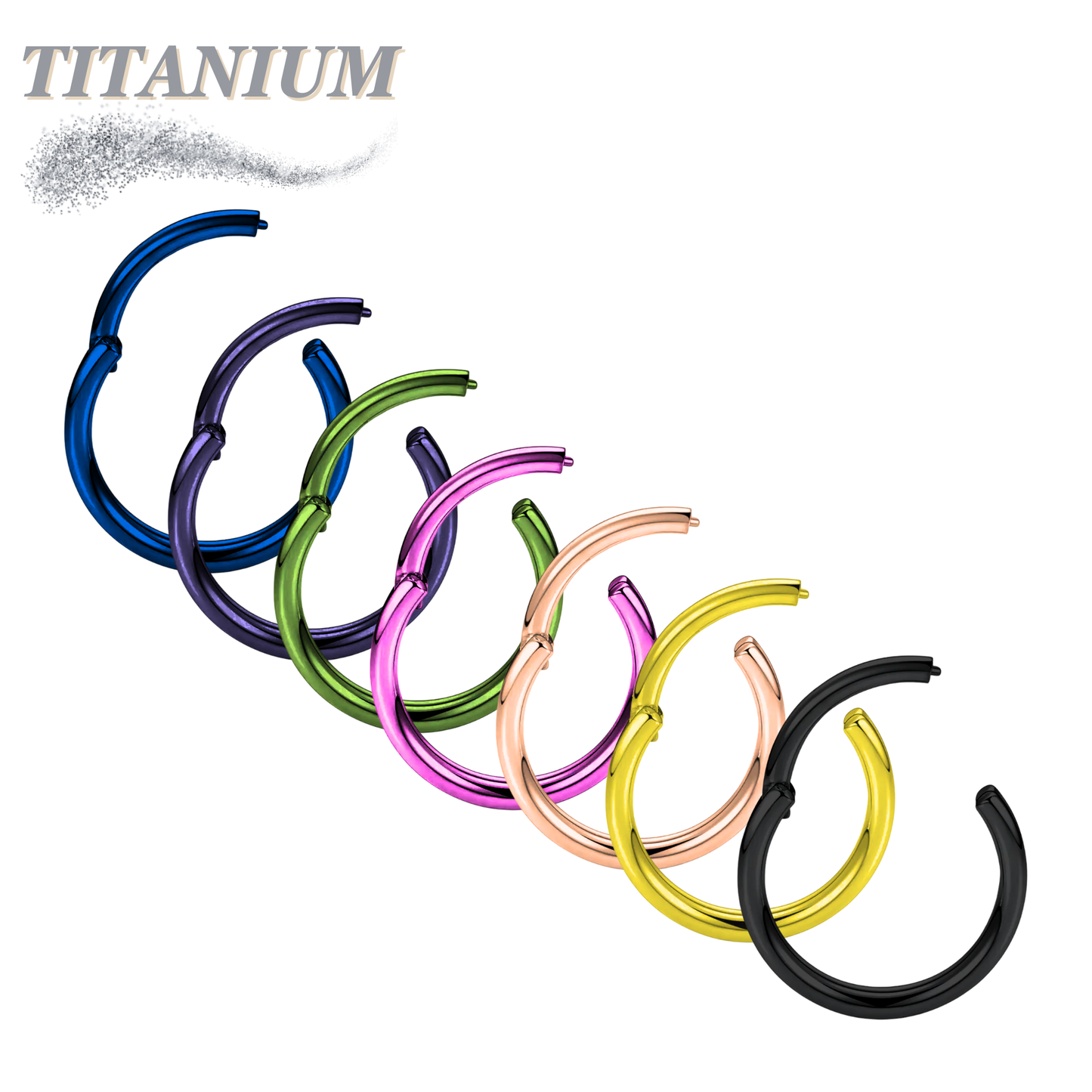 Titanium Hinged Rings 16G and 14G - Coloured