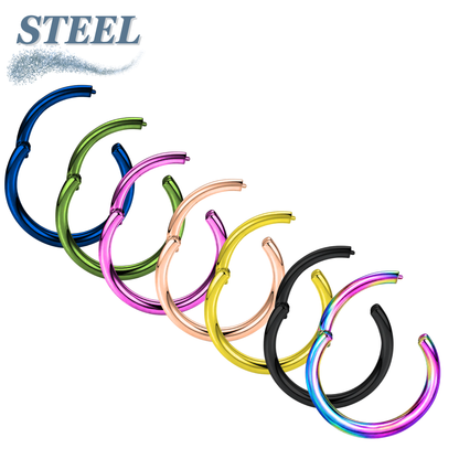 Surgical Steel Hinged Rings 14G-4G -Coloured