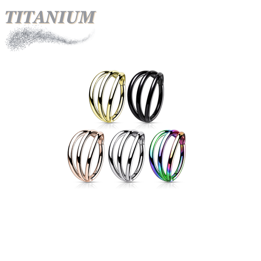 Titanium Hinged Hoop Triple Separated Outer Rings