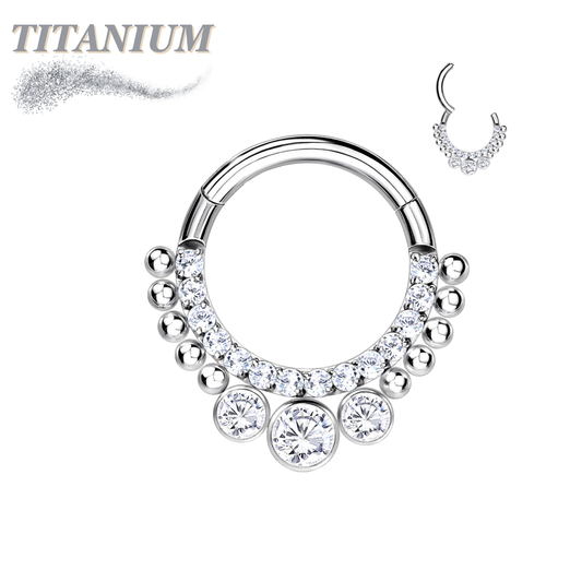 Titanium CNC Set Double Lined + 3 Bezel CZ Clicker