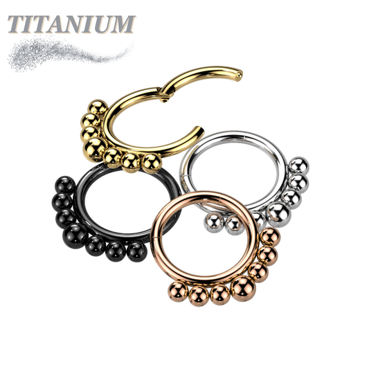 Titanium Graduated Ball Lined Hinged Ring