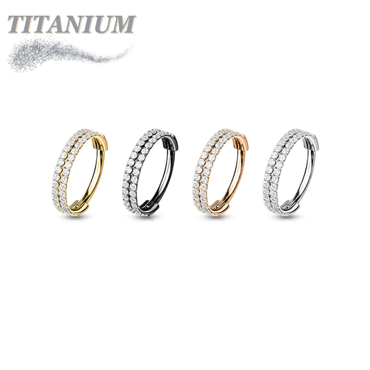 Titanium Hinged CZ Outward Side Face Double Row