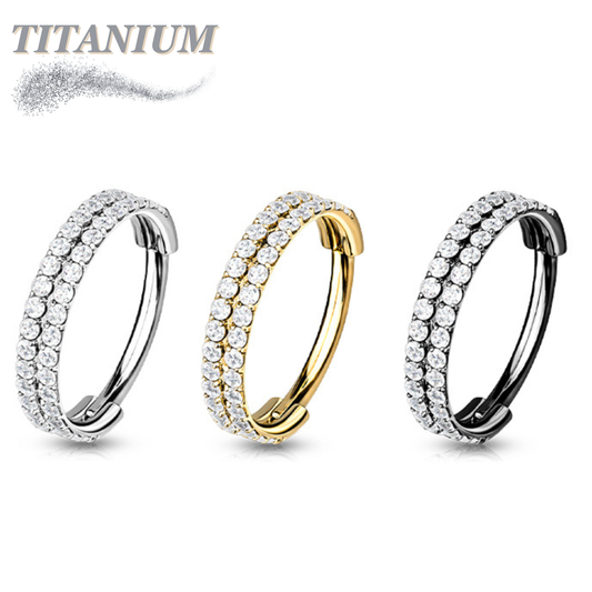 Titanium Hinged Rubg w/ Outward Side Face Double CZ Row