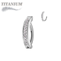 Titanium Hinged Belly Ring Wide Band with CNC Set CZ's