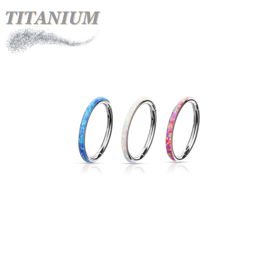 Titanium Hinge Rings with Outward Side Facing Opal