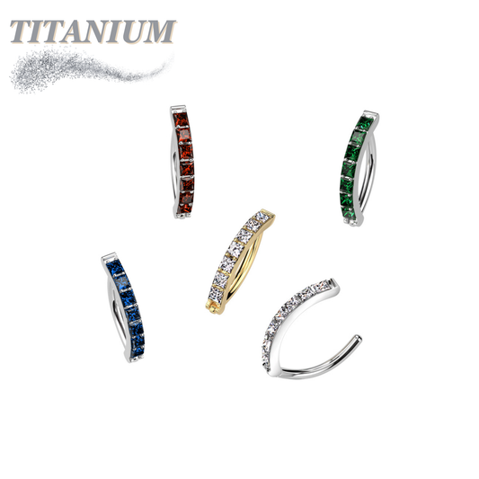 Titanium Hinged CZ Band Ring in 16G for Brow & Rook
