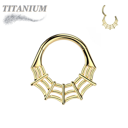 Titanium Hinged Spider Web Ring