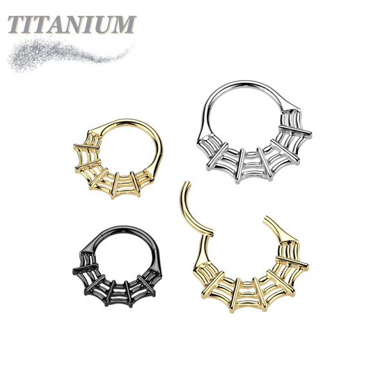 Titanium Hinged Spider Web Ring