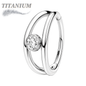 Titanium Hinged Double Split Ring w/ Bezel CZ