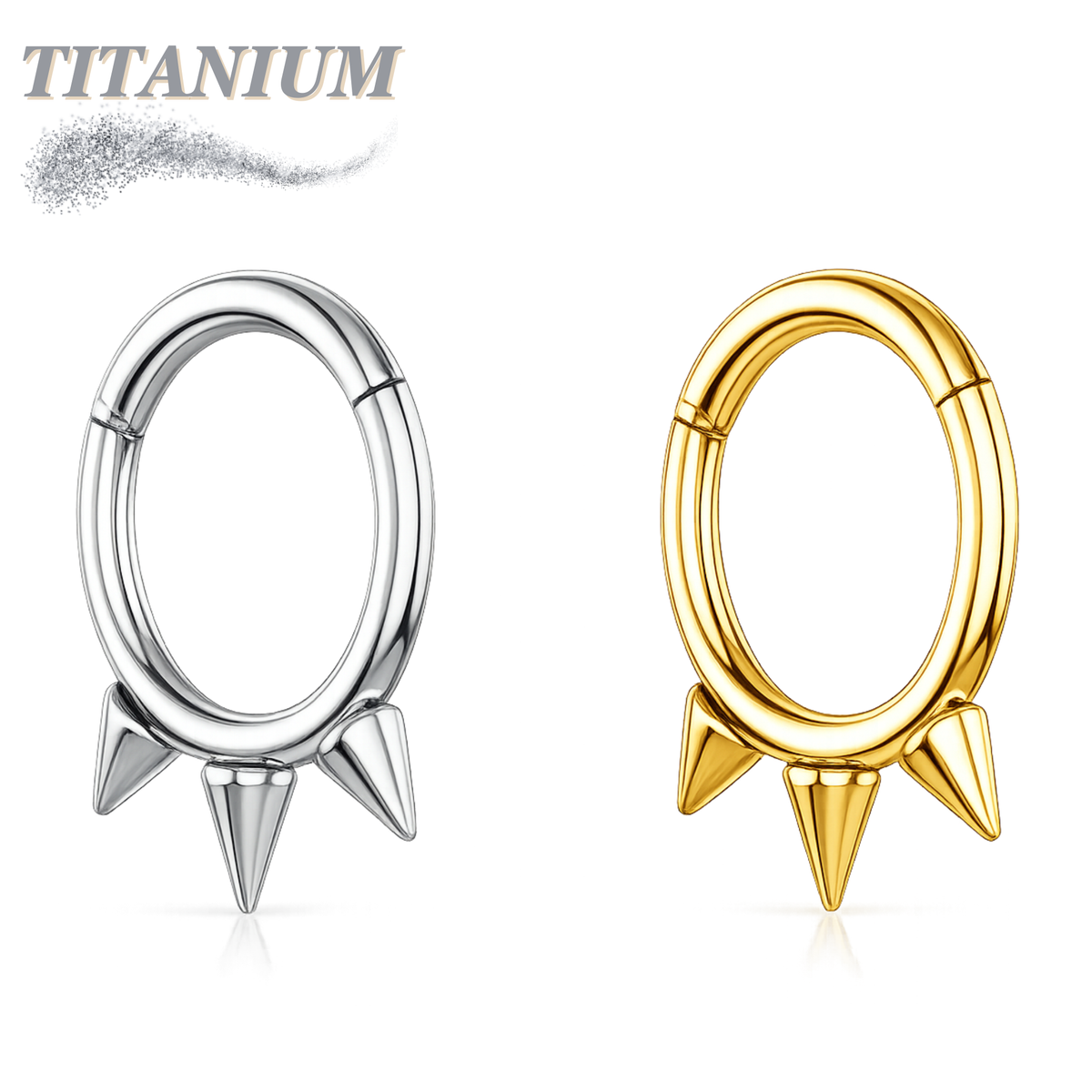 Titanium Hinged Ring with 3 Spikes