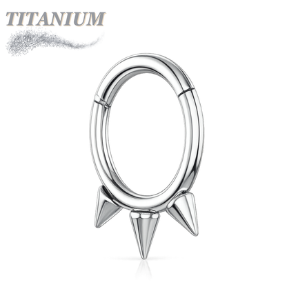 Titanium Hinged Ring with 3 Spikes