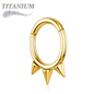 Titanium Hinged Ring with 3 Spikes