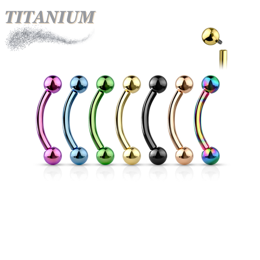 Titanium Colored Curved Barbell Internally Threaded