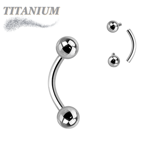 Titanium Solid Curved Barbell Internally Threaded
