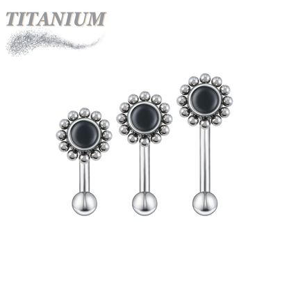 Titanium Internally Threaded Agate with Clusters Curved Barbell