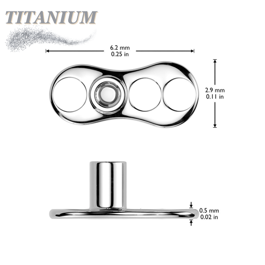 Titanium Internally Threaded 3 hole Dermal Anchor Base Only - Pick Size