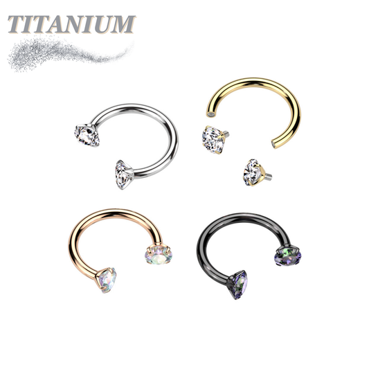 Titanium Internal Thread Prong Ends Horseshoe