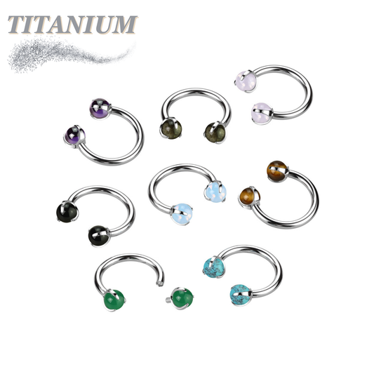 Titanium Internal Thread Claw Set Natural Stone Horseshoe