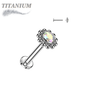 Titanium Internally Threaded Labret w/ Flower CZ Centre Surrounded by Micro Balls Top